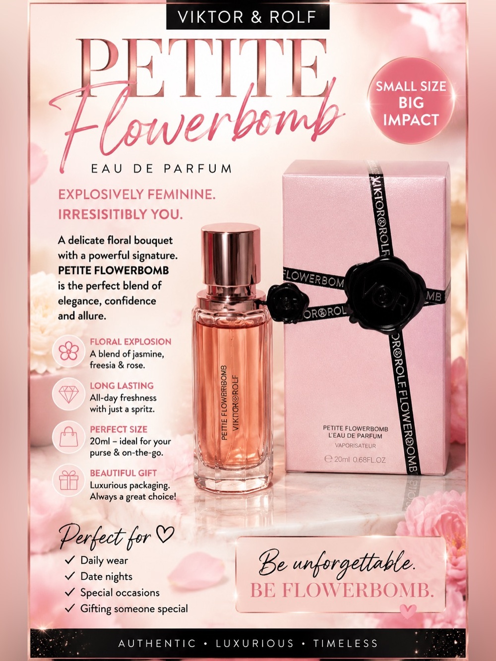 Viktor & Rolf Petite Flowerbomb Eau de Parfum — Pink and Rose Gold Bottle